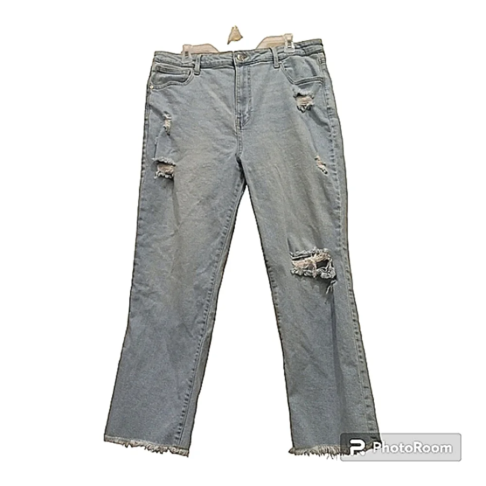 Women 19/34 Vintage Y2K Distressed Baggy Straight Leg Jeans Straight Leg Denim